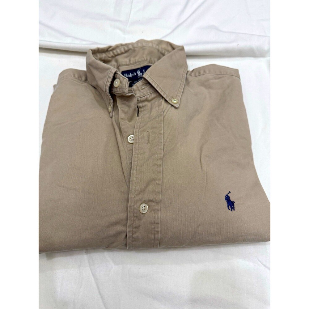 Ralph Lauren Blaire Men’s M Beige Classic Fit Cotton Long Sleeve Button-Down